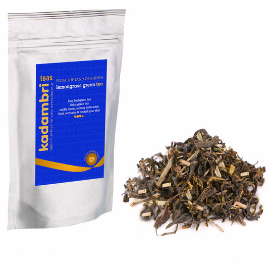 Lemongrass Green Tea pack with green tea and dried lemongrass