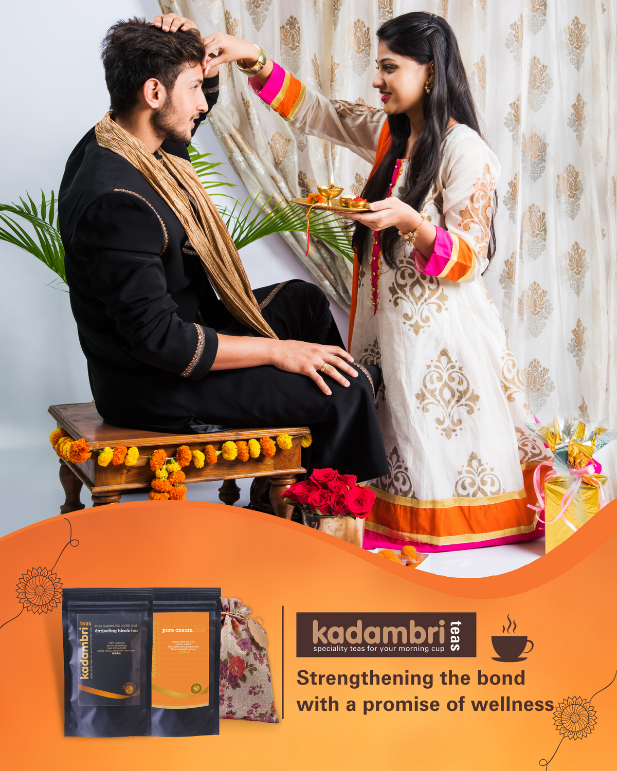Rakhi Hamper for Brother, Bhabhi & 2 Kids, Darjeeling & Assam Chai